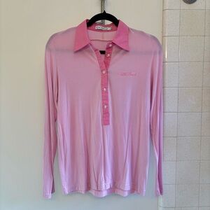 Vintage Pebble Beach Pink Long Sleeve Polo Top